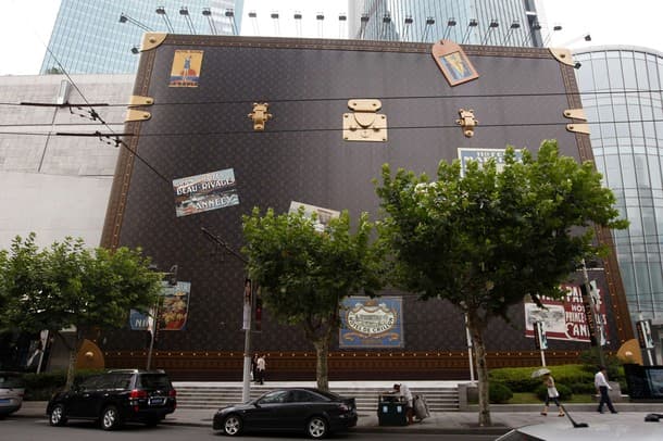 giant suitcase LV store Shanghai