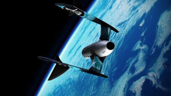 Virgin spaceship in space