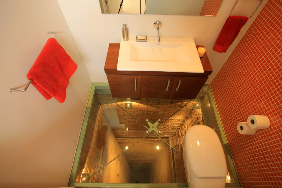 Glass-Floored Bathroom