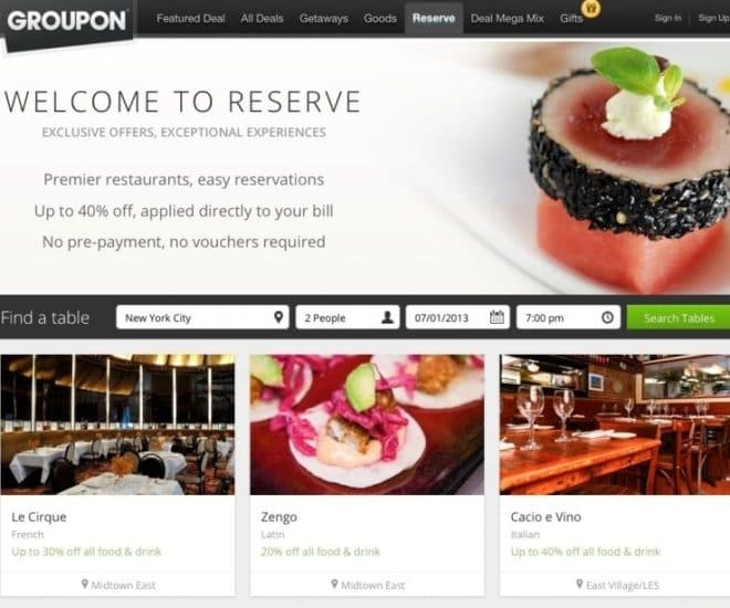 Groupon Reserve
