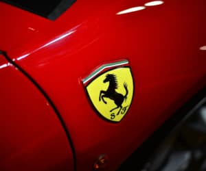 Ferrari prancing horse yellow on red logo