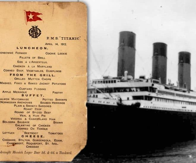 Last Titanic lunch menu