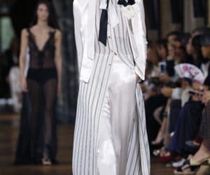Bouchra Jarrar pulled off an impeccable debut Lanvin show at Paris fashion week despite the storm clouds still swirling around the troubled French label.