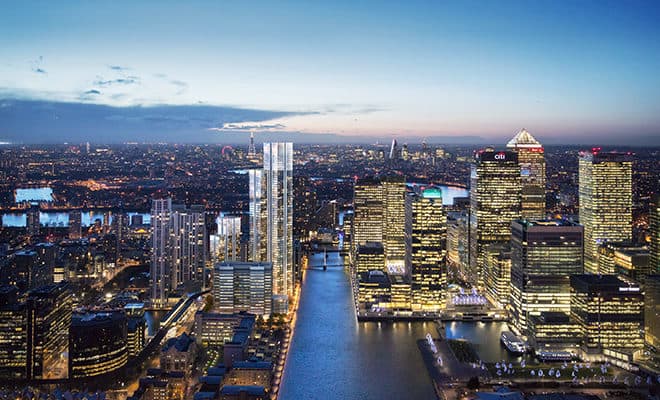 South Quay Plaza Skyline