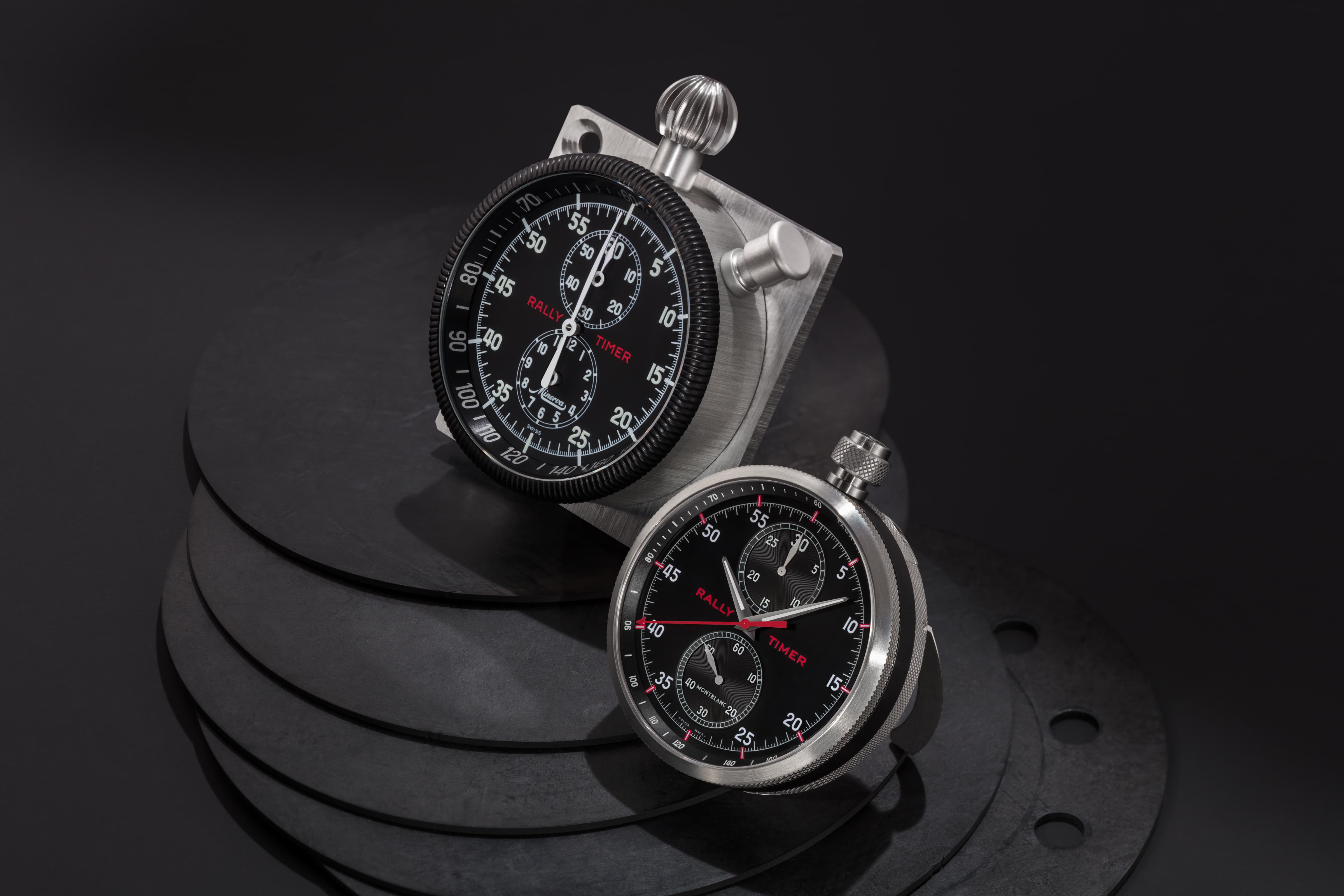 Montblanc TimeWalker Chronograph Rally Timer Counter in two of its transformations
