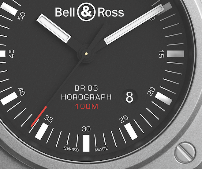Detailed dial view of the Bell & Ross BR 03-92 Horograph