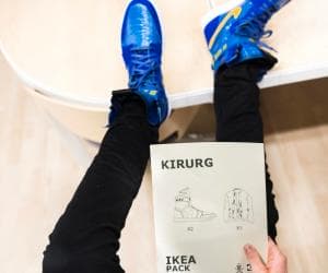 Is Shoe Surgeon Chambrone poking fun at Balenciaga with his IKEA pack bespoke Jordans?