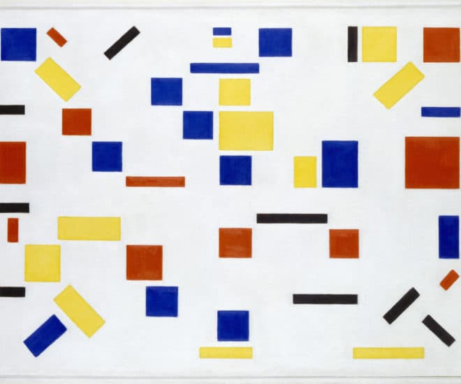 Bart van der Leck, "'Composition No.8', 1917 (Photo credit: Gemeentemuseum Den Haag via AFP)