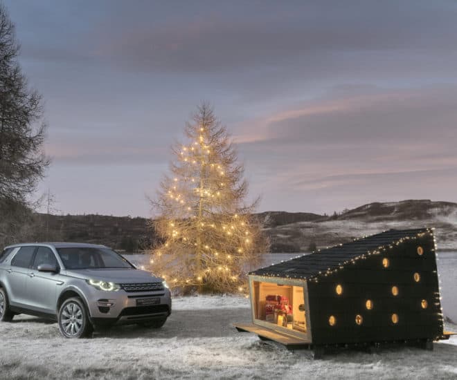 land rover christmas cabin
