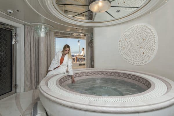 The spa with its shell motifs and the beach club are meant for a lengthy sojourn