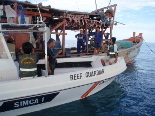 Detaining a foreign vessel found to have conducted illegal fishing targeting sharks and rays within the marine conservation area