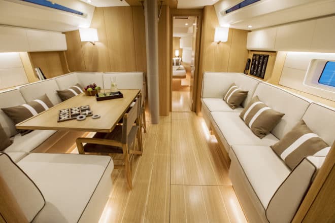 The interior of the first Swan 48, which will have its world premiere at Cannes in September