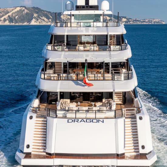 Hydro Tec Studio handled Dragon’s exterior design and naval engineering, with Francesco Guida responsible for her interior