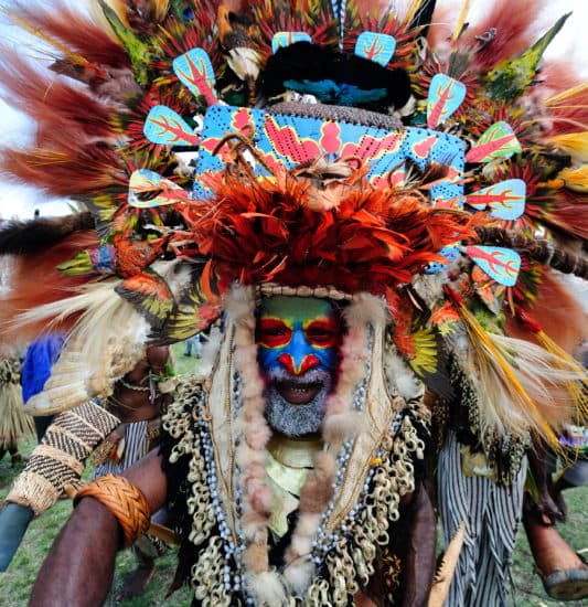 Bright, vibrant colours dominate Papua New Guinea’s traditions, culture and wildlife