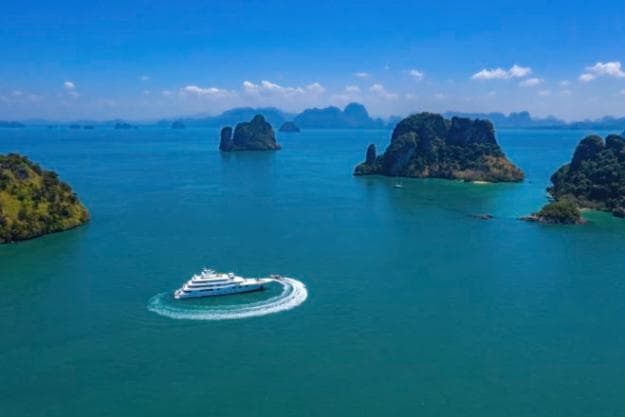 Lady E, the 68m Amels, offered a luxurious charter option in Thailand; Photo: Burgess