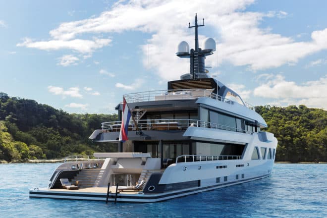 Aft aspect of the Amels 60 reveals in-depth attention to detail
