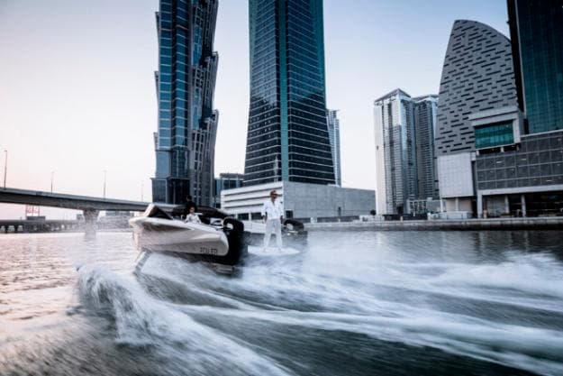 Built by Enata in the UAE, the 40-knot Foiler has been billed as ‘The Flying Yacht’ due to four foils that lift it up to 1.5m above the water, providing great stability