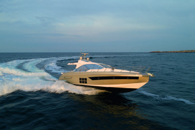 The Azimut S6, which recently arrived in Asia, reaches 35 knots with three 550hp Volvo IPS700s