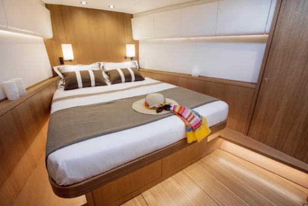 The beautiful forward cabin has an en-suite