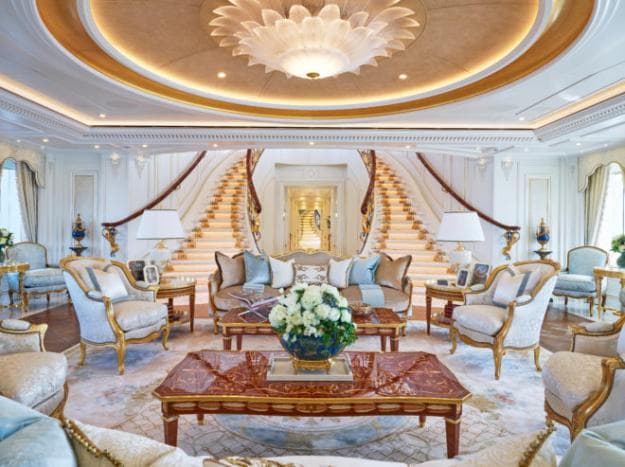 Sumptuous living areas reflect the style of the magnificent Versailles Palace in Paris