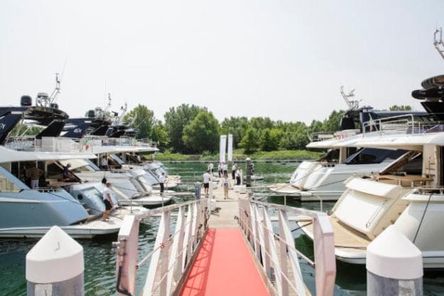 All three second-generation models (to the left) were recently available for sea trials at Monte Carlo Yachts’ purpose-built shipyard in Monfalcone, which has 40 berths