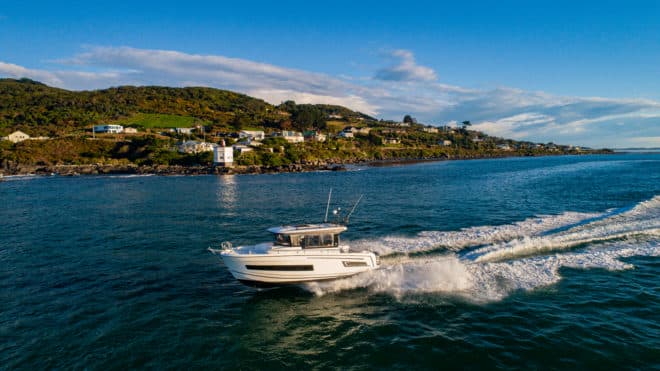 The Jeanneau Merry Fisher 895 Marlin on the run in Stewart Island