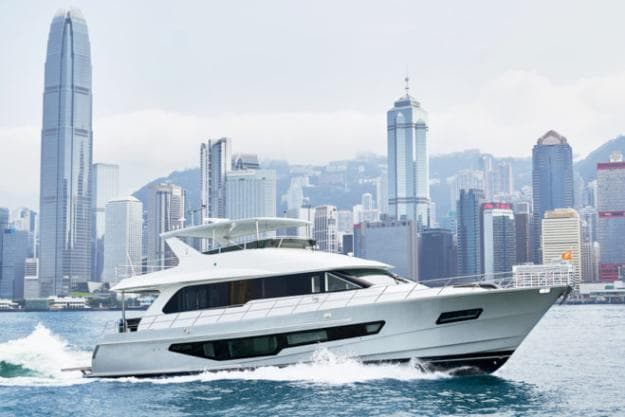 The third CLB72 by CL Yachts runs through Hong Kong harbour