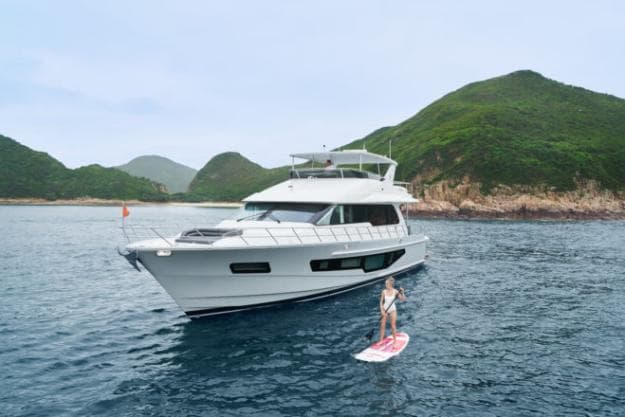 The CLB 72 has enough toys for a fun day out or weekend in Hong Kong’s sheltered bays, plus a huge swim platform, which extends the LOA to 76ft 9in