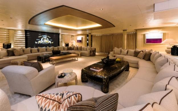 The enormous saloon on the main deck can be transformed into a beautiful cinema with a huge screen on starboard side; popcorn is supplied ...