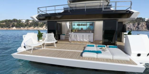 The beach club on the Sunseeker 161 Yacht