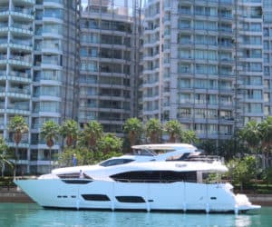 The 95 Yacht Cloudia is the largest Sunseeker to 'live' in Singapore