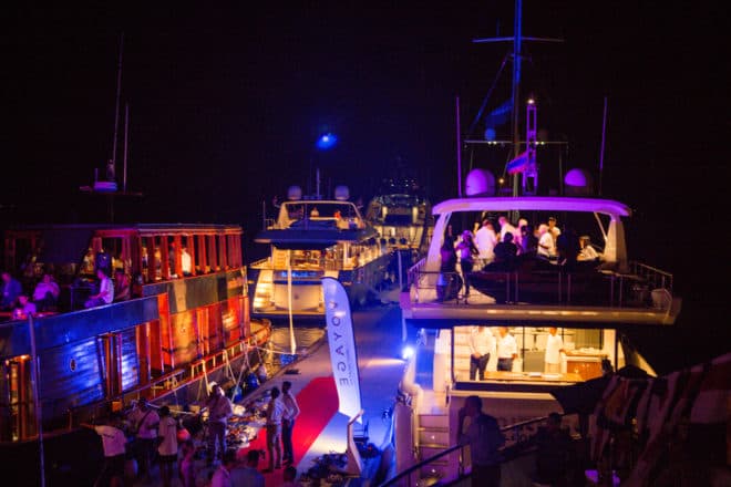 Yacht Sourcing hosted the Thailand Charter Week’s biggest party across its three boats including Maha Bhetra (left) and the Azimut 80 Mirage