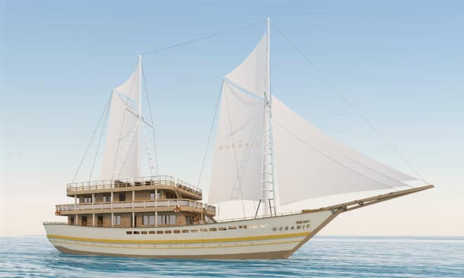 A luxurious 47m phinisi soon available for charter, The Maj Oceanic built by Yacht Sourcing will offer seven cabins including an enormous master suite