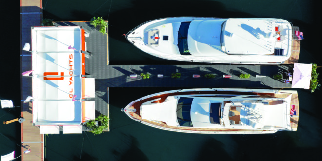 The CLA76 (top) and CLB72 were the stars of the eye-catching CL Yachts display at the 2018 Fort Lauderdale International Boat Show