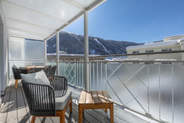 Balcony offering views of mountains