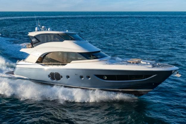 The MCY 70 Skylounge is Monte Carlo Yachts' first enclosed-flybridge model