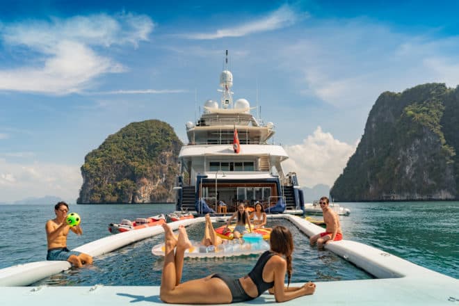 The 129ft Heesen Lady Azul is enjoying a fresh lease of life as one of Southeast Asia’s most fun and adventurous charter yachts