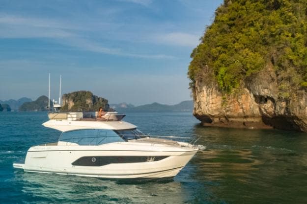 Lying in Phuket, the Prestige 420 is available for sea trials once Covid-19 restrictions are lifted