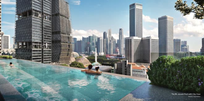Pool deck at The M by Wing Tai