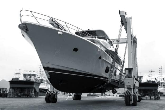 The CLB88 at parent company Cheoy Lee's shipyard in Doumen, Zhuhai, in Guangdong province