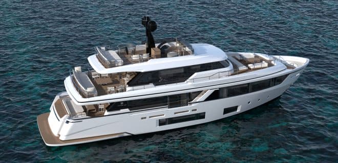 The Navetta 30 is the smallest model in Custom Line's semi-displacement line