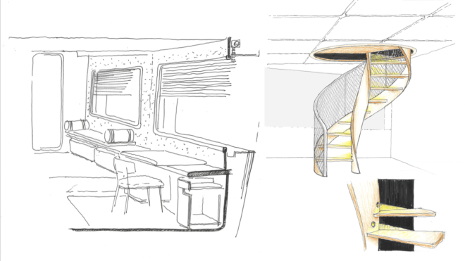 Navetta 30 interior sketches by Antonio Citterio Patricia Viel (ACPV)
