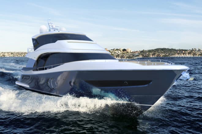 The MCY76 Skylounge could premiere at the Cannes Yachting Festival