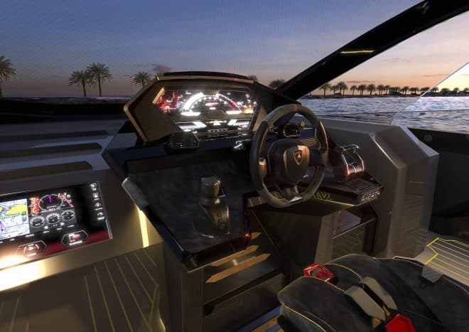 The instrument panel interprets the car cockpit in a nautical style