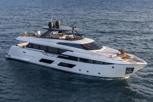 The Ferretti Yachts 920 has four guest cabins and a top speed of 26 knots