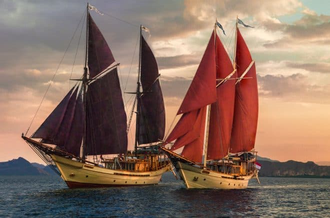 The 164ft Silolona (left) can be chartered in tandem with 134ft sister yacht Si Datu Bua (right), accommodating up to 20 guests (C) Shane Granger