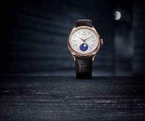Rolex Cellini Moonphase in 18 ct Everose Gold with a leather strap