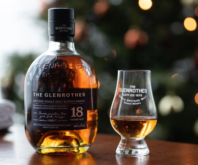 LUXUO x The Glenrothes bottle and glass