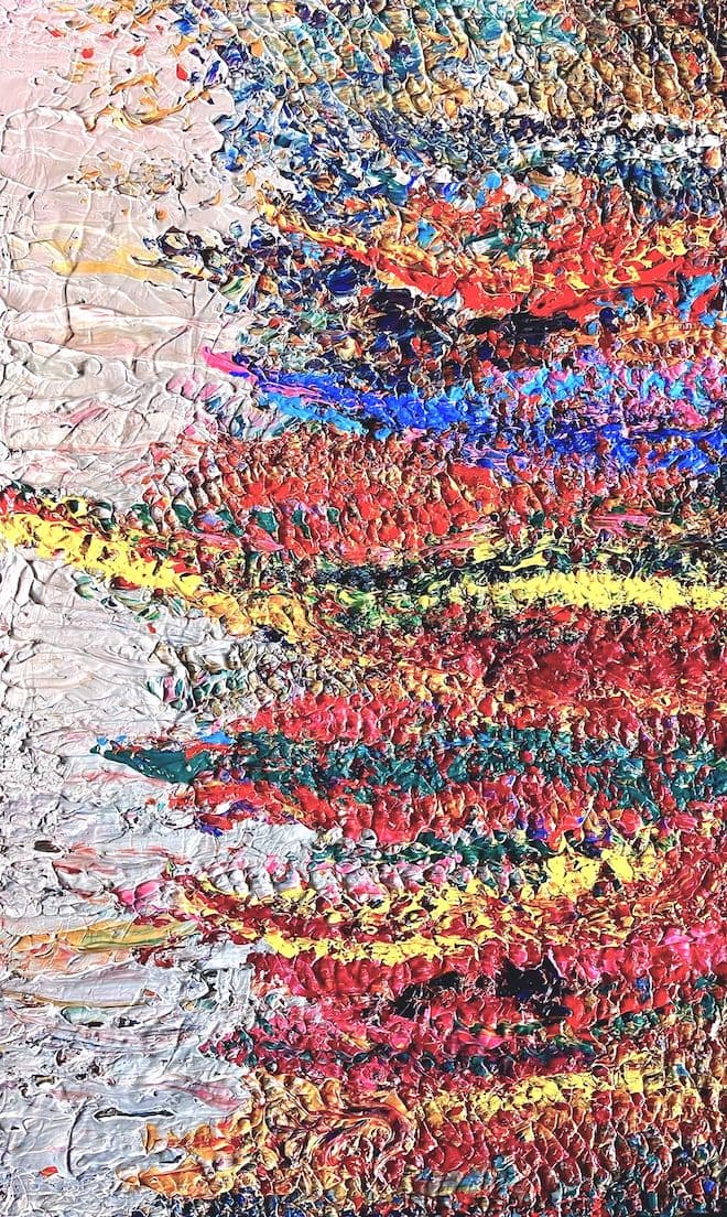 Justin Y, In Comes the Winners, 2019, Finger painting with Acrylic on Canvas, 120 x 200 cm