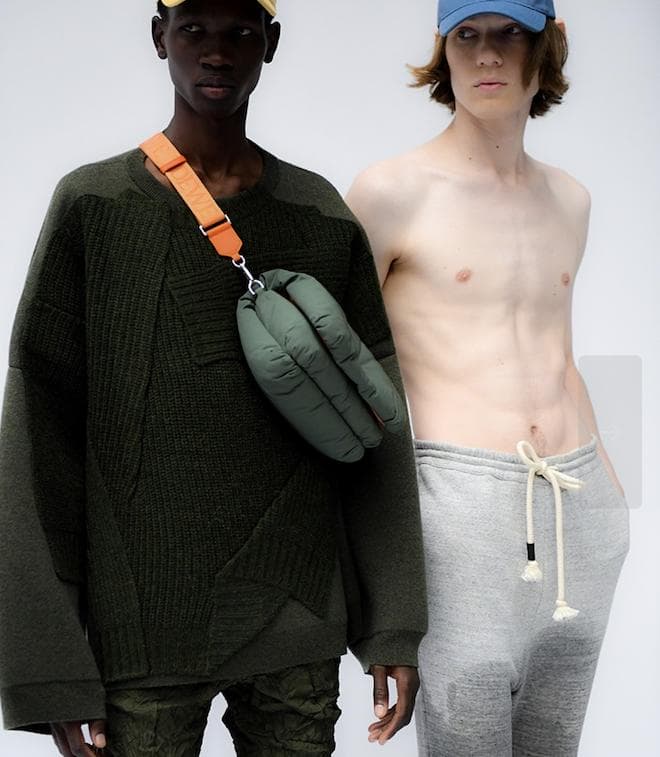 Dark Green Military Jacket with puffy crossbody bag Loewe Spring Summer 2023 Collection 